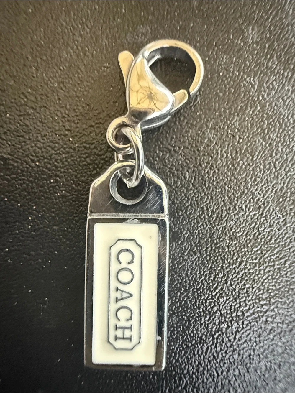 Coach Silver-Tone Key Mini Charm with White Enamel Inset